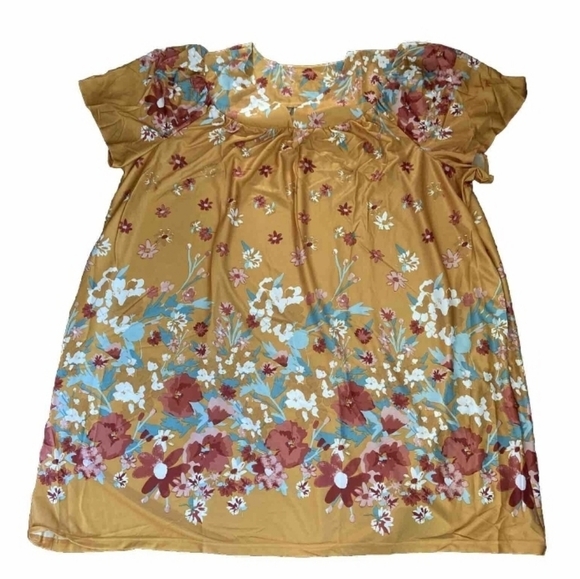Anthony Richards Dresses & Skirts - Anthony Richards House Dress Gold Floral Pullover Mumu Lounge Women's Size 5X